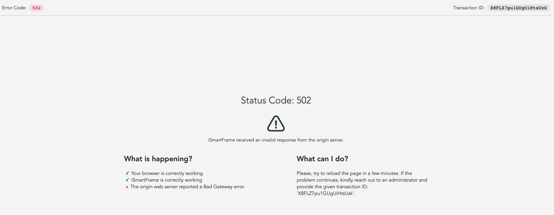 Pagina di errore di esempio